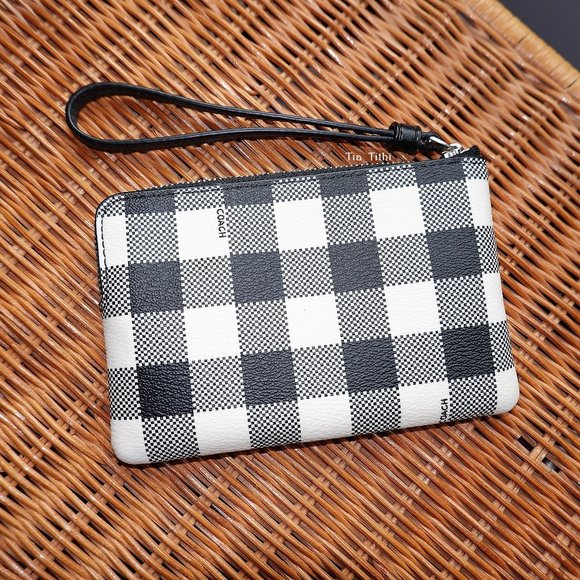 Coach Gingham Corner Zip Wristlet - Picture 2 of 4